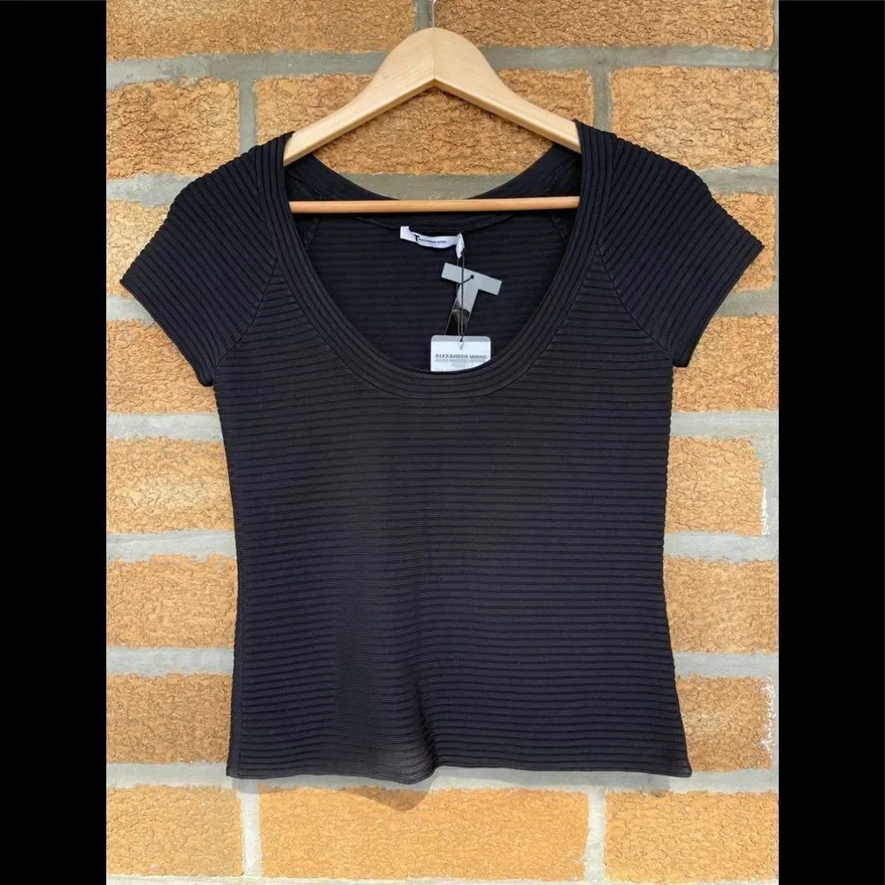 T Alexander Wang Top Black Scoop Neck
